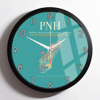 Thumbnail for Phnom Penh International Airport (PNH) design on turquoise framed wall clock