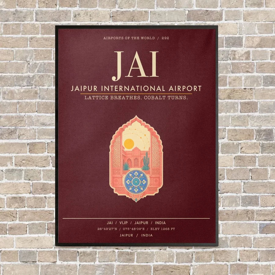 Jaipur International Airport JAI - Canvas Framed - Dark Red