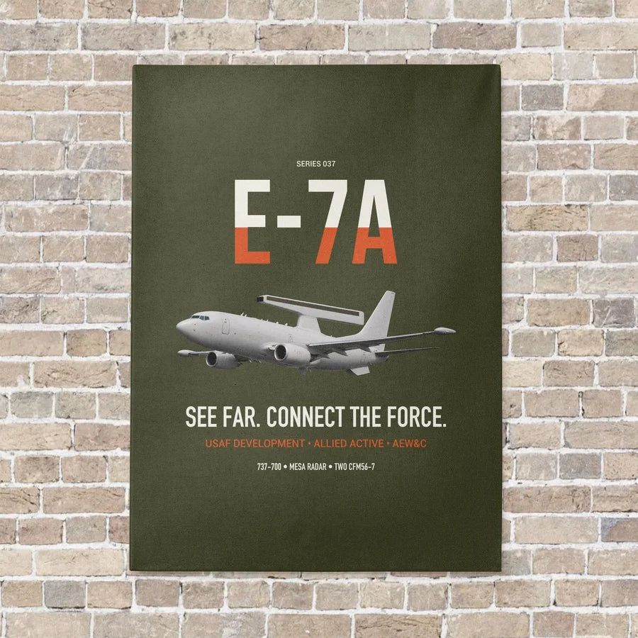E-7A Wedgetail vertical canvas print - no frame - green army background