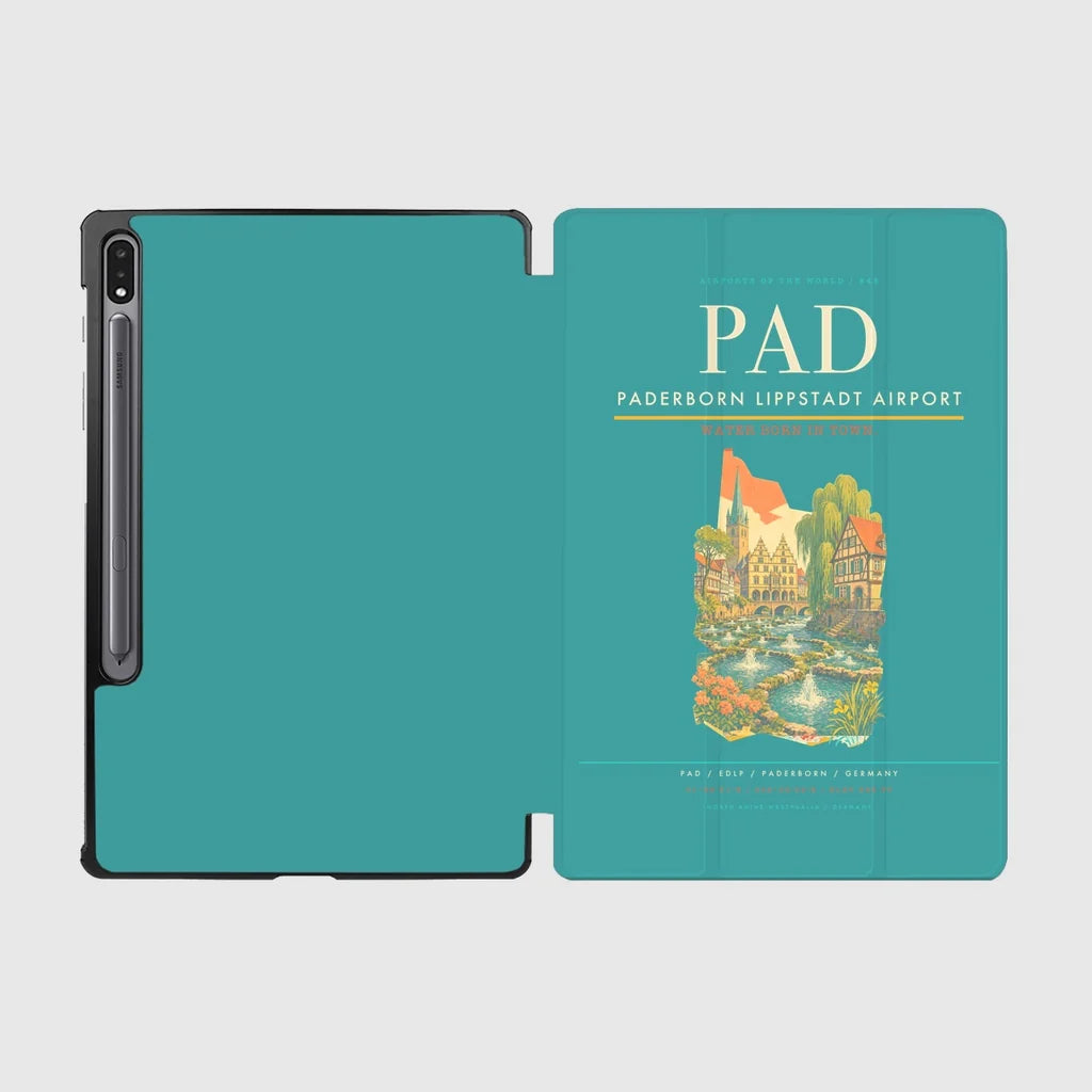 Paderborn Lippstadt Airport (PAD) design on turquoise samsung tablet tablet case