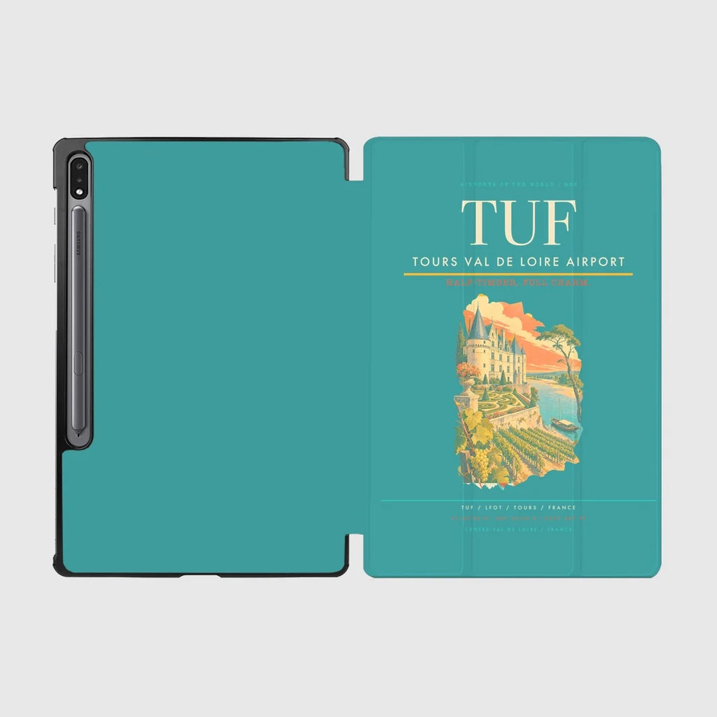 Tours Val de Loire Airport (TUF) design on turquoise samsung tablet tablet case