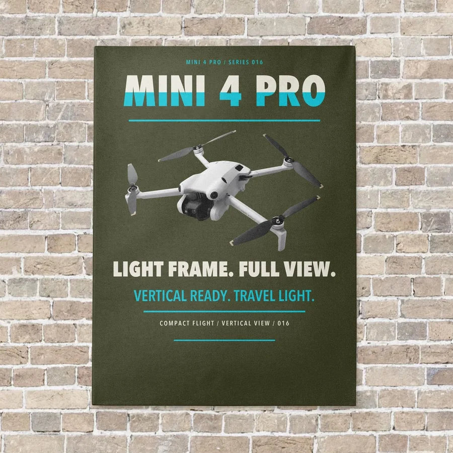 DJI Mini 4 Pro vertical canvas print - no frame - green army background