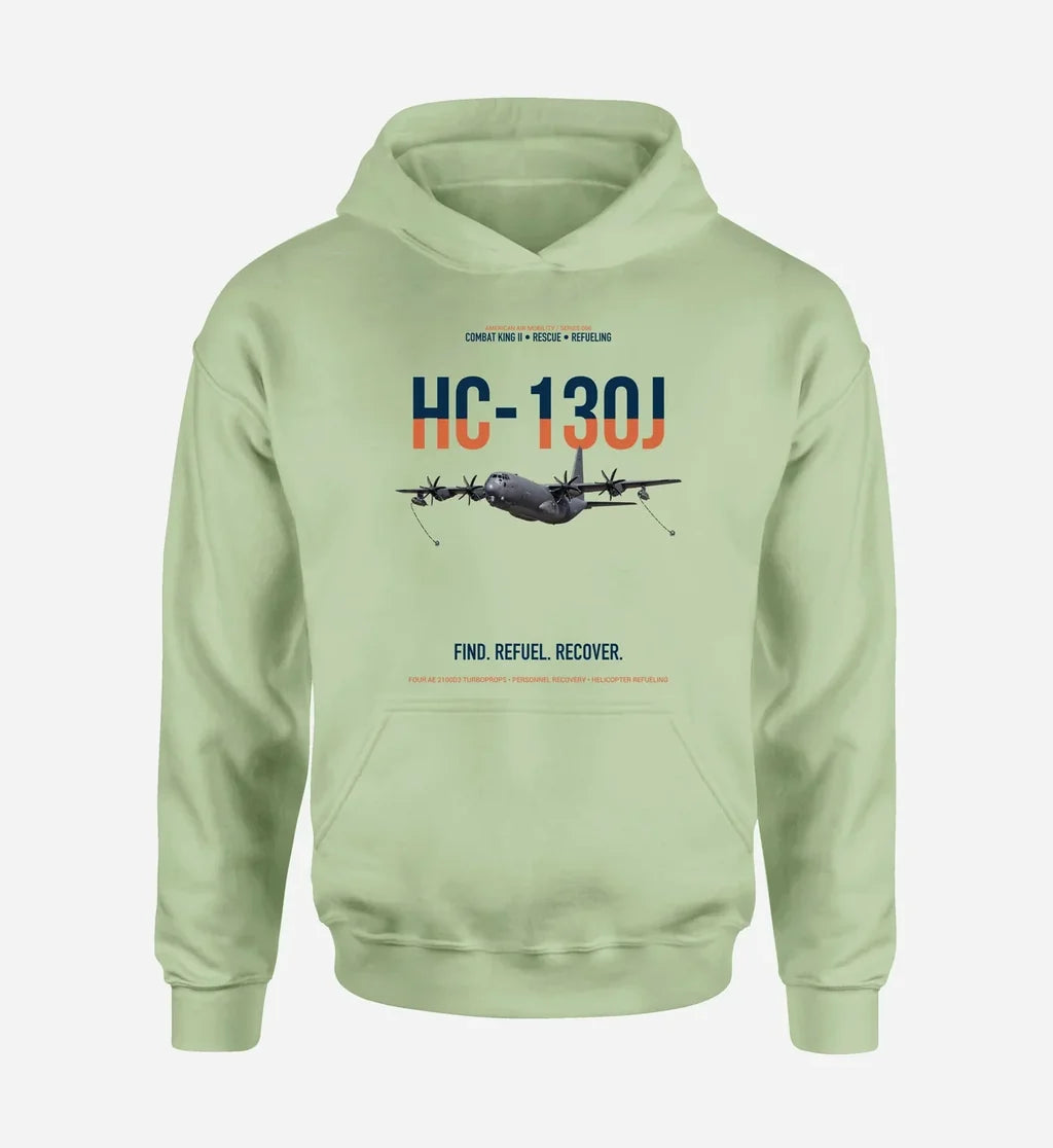 HC-130J COMBAT KING II design on light green double-side hoodie, single-side print