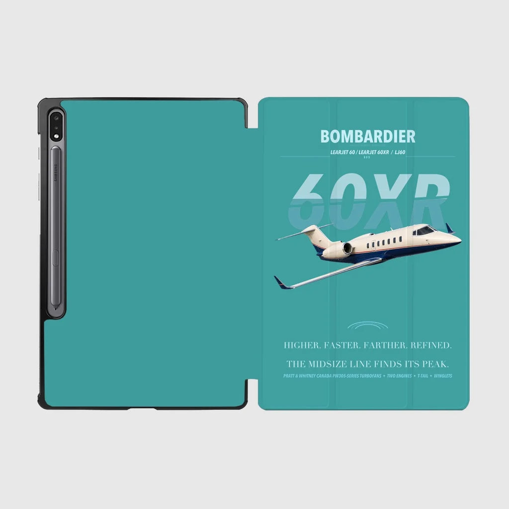 Bombardier Learjet 60XR design on turquoise samsung tablet tablet case