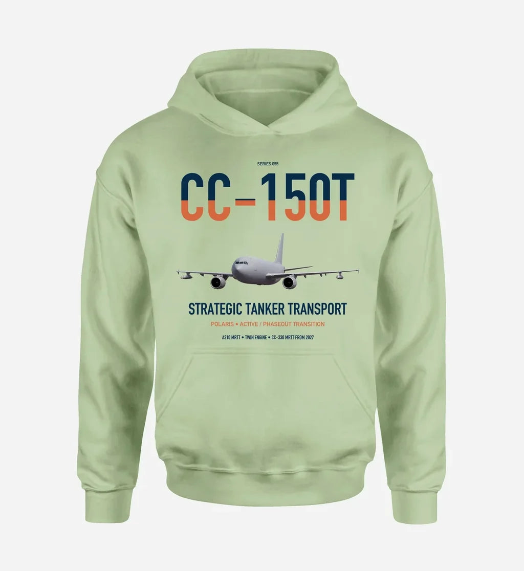 Airbus CC-150T Polaris design on light green double-side hoodie, single-side print