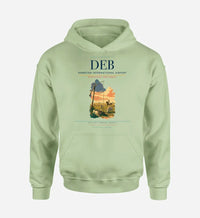 Thumbnail for Debrecen International Airport (DEB) design on light green hoodie single-side print