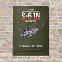Thumbnail for Sikorsky S-61N vertical canvas print - no frame - green army background
