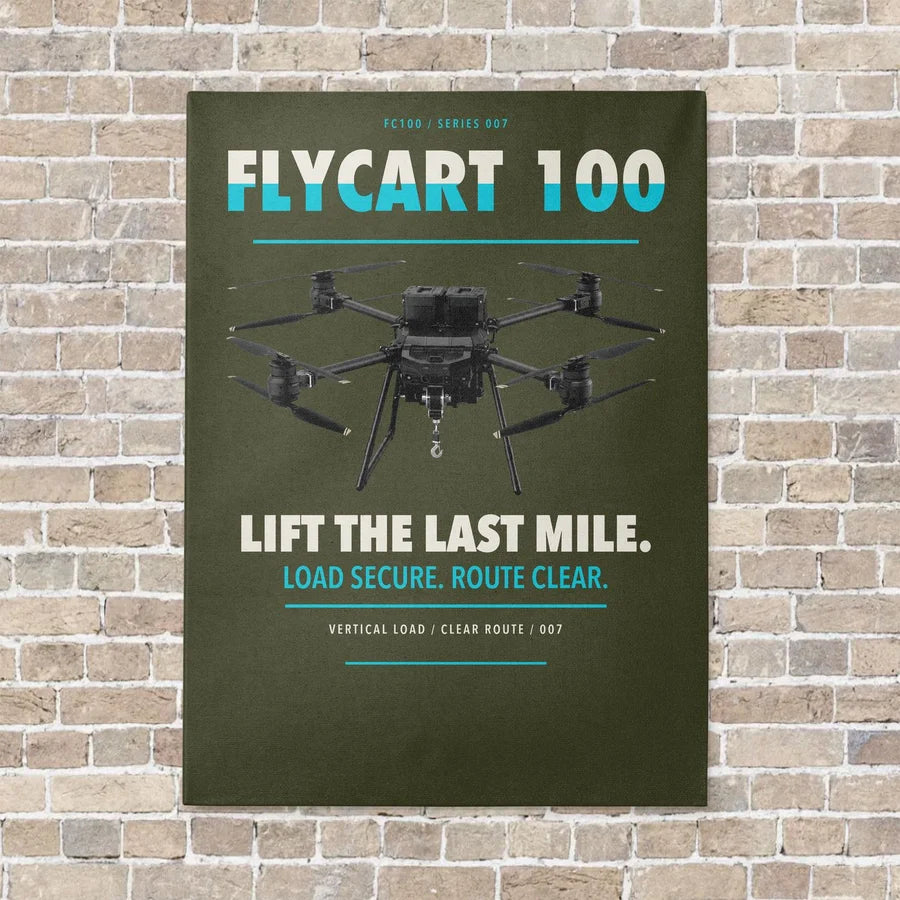DJI FlyCart 100 vertical canvas print - no frame - green army background