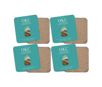 Thumbnail for OKC Will Rogers International Airport (OKC) design on turquoise 4 pieces set coaster