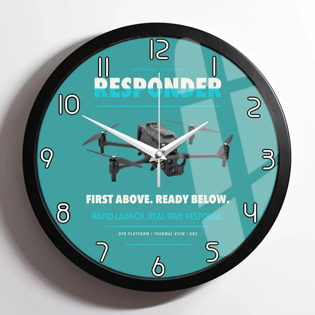 BRINC Responder design on turquoise framed wall clock