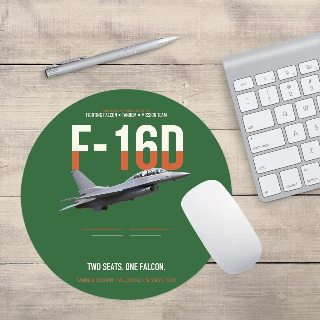 F-16D Fighting Falcon Two Seats One Falcon design on green round mouse pad