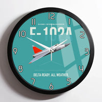 Thumbnail for F-102A Delta Dagger design on turquoise framed wall clock