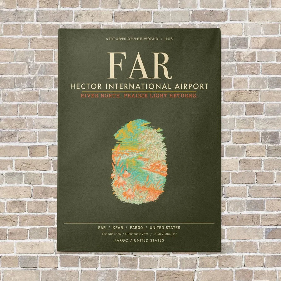 Hector International Airport FAR vertical canvas print - no frame - green army background