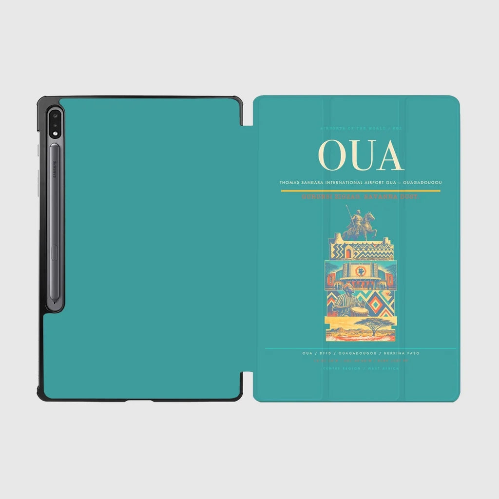 Thomas Sankara International Airport (OUA) design on turquoise samsung tablet tablet case