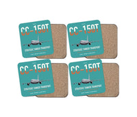 Thumbnail for Airbus CC-150T Polaris design on turquoise 4 pieces set coaster