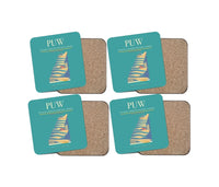 Thumbnail for Pullman–Moscow Regional Airport (PUW) design on turquoise 4 pieces set coaster