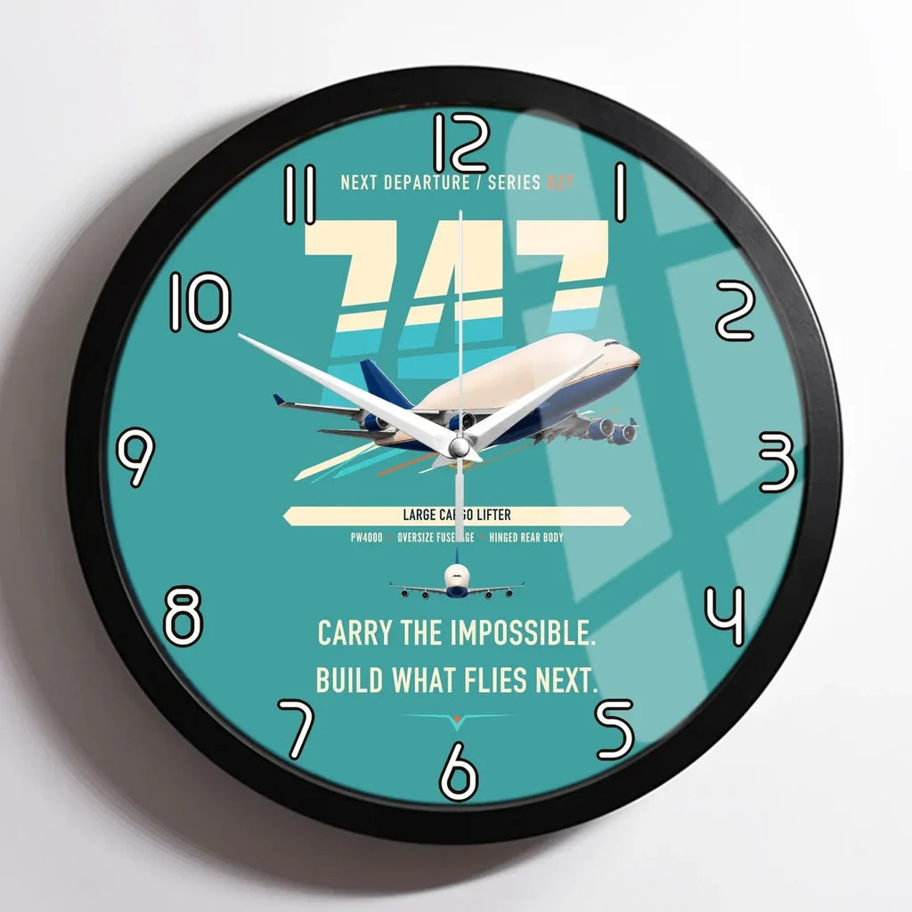 Boeing 747-400 Dreamlifter design on turquoise framed wall clock