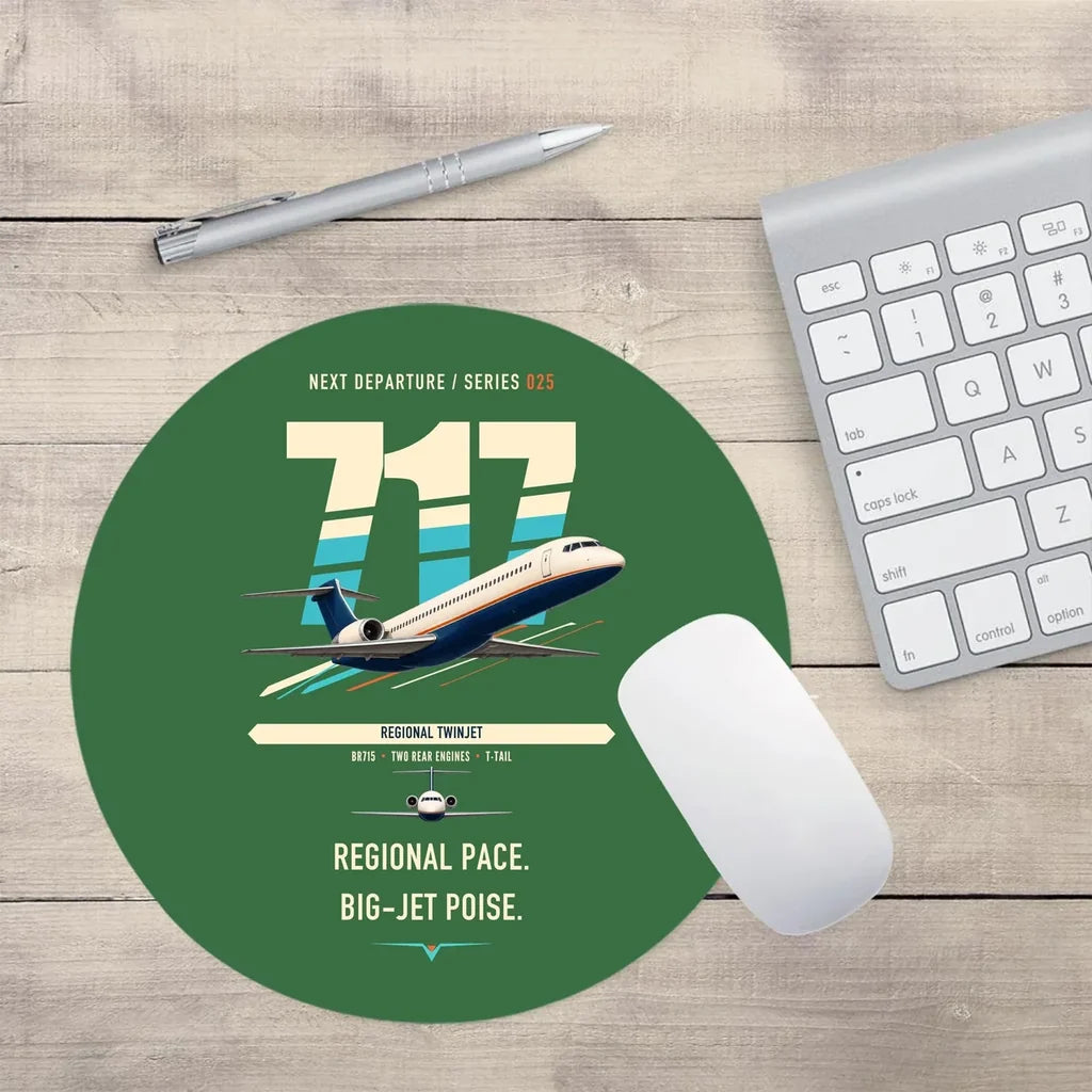 Boeing 717-200 design on green round mouse pad