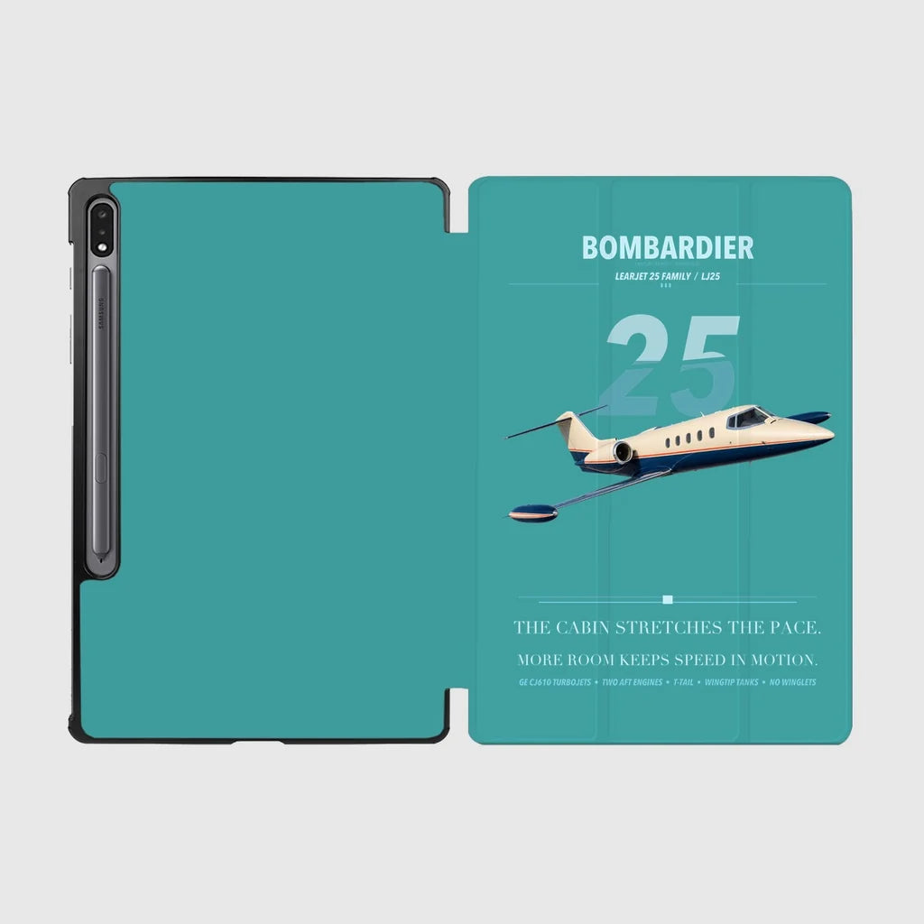 Bombardier Learjet 25 design on turquoise samsung tablet tablet case