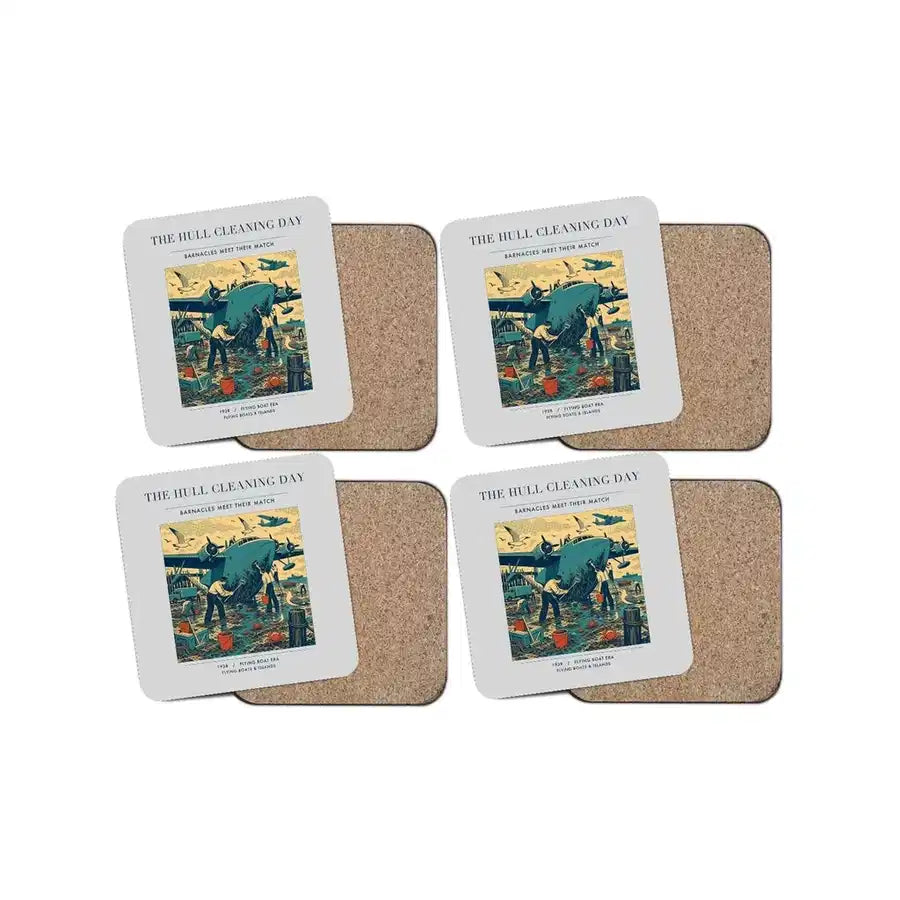 The Hull Cleaning Day - Designed Coasters design on light gray 4-pieces-set