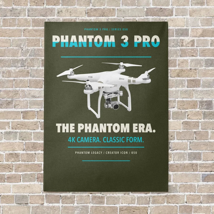 DJI Phantom 3 Professional vertical canvas print - no frame - green army background