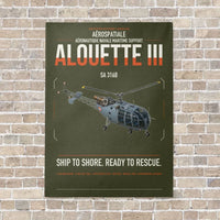 Thumbnail for Aérospatiale SA 316B Alouette III vertical canvas print - no frame - green army background