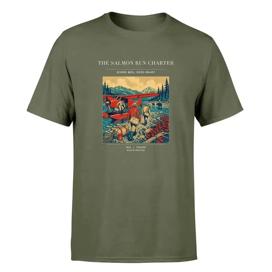 VINTAGE G4289 - The Salmon Run Charter - Premium T-Shirt design on greenarmy premium t shirt