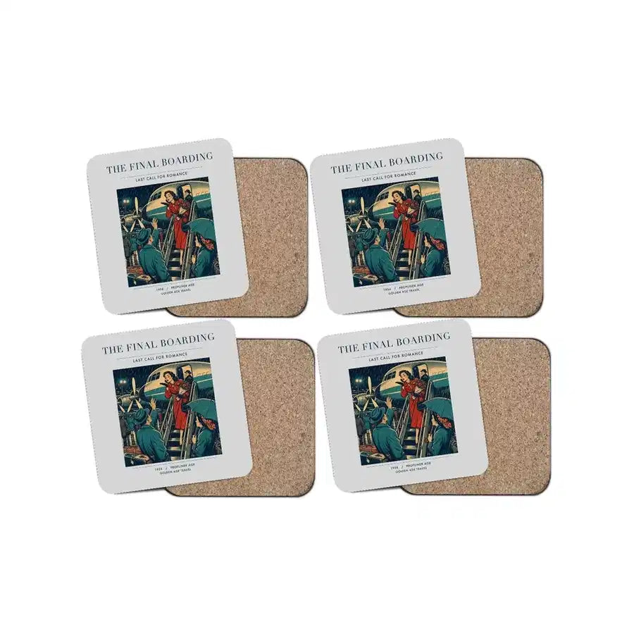 The Final Boarding - Designed Coasters design on light gray 4-pieces-set