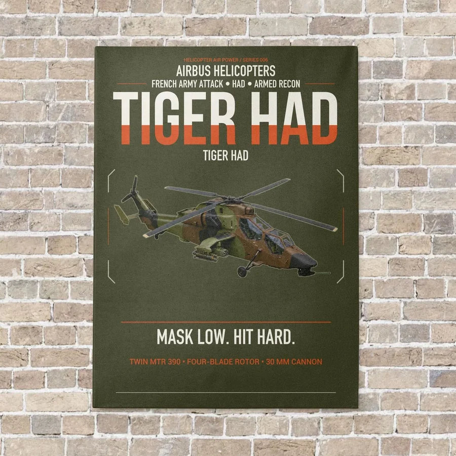 Airbus Helicopters Tiger HAD vertical canvas print - no frame - green army background