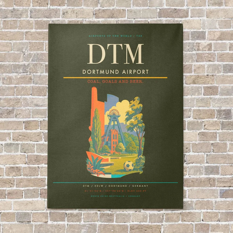 Dortmund Airport DTM vertical canvas print - no frame - green army background