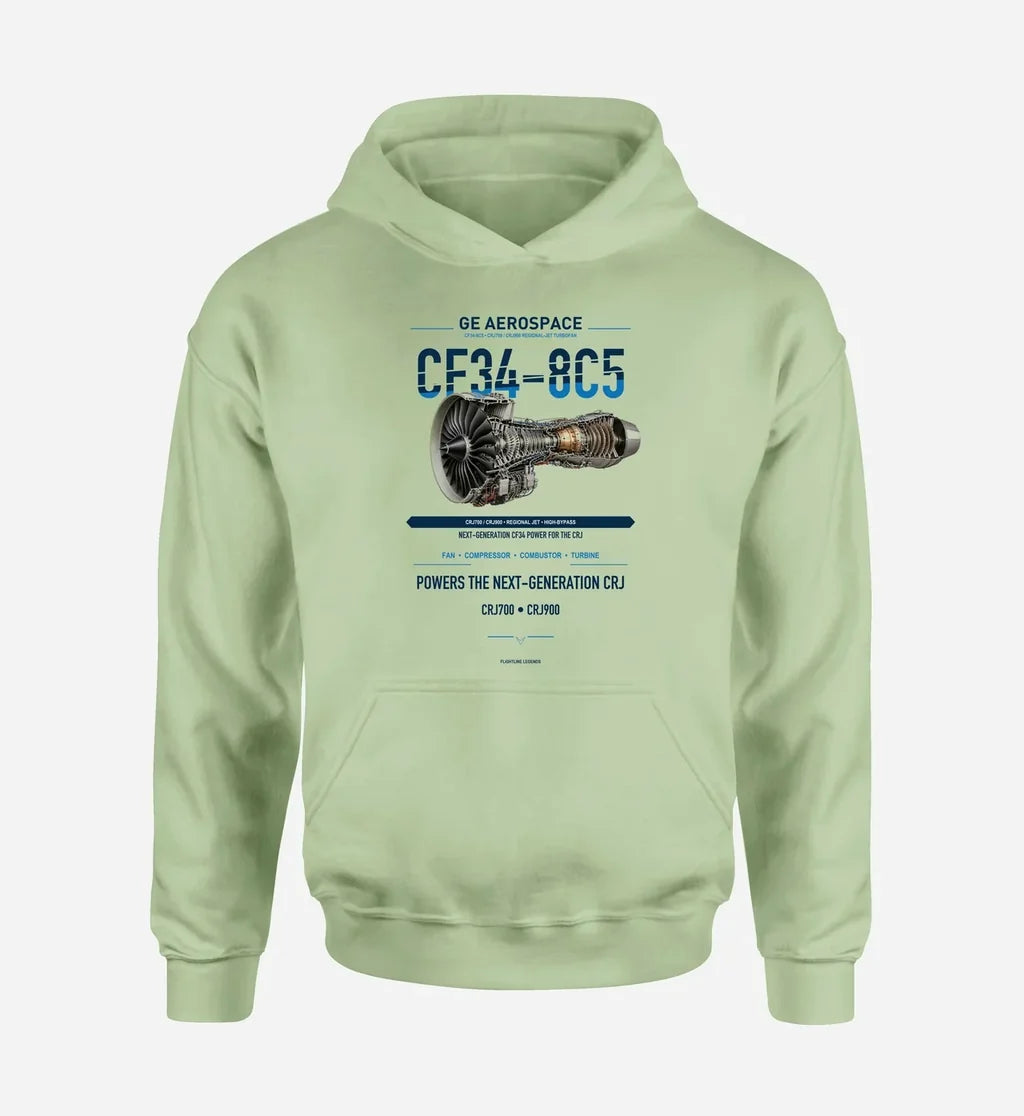 CF34-8C5 design on light green hoodie single side