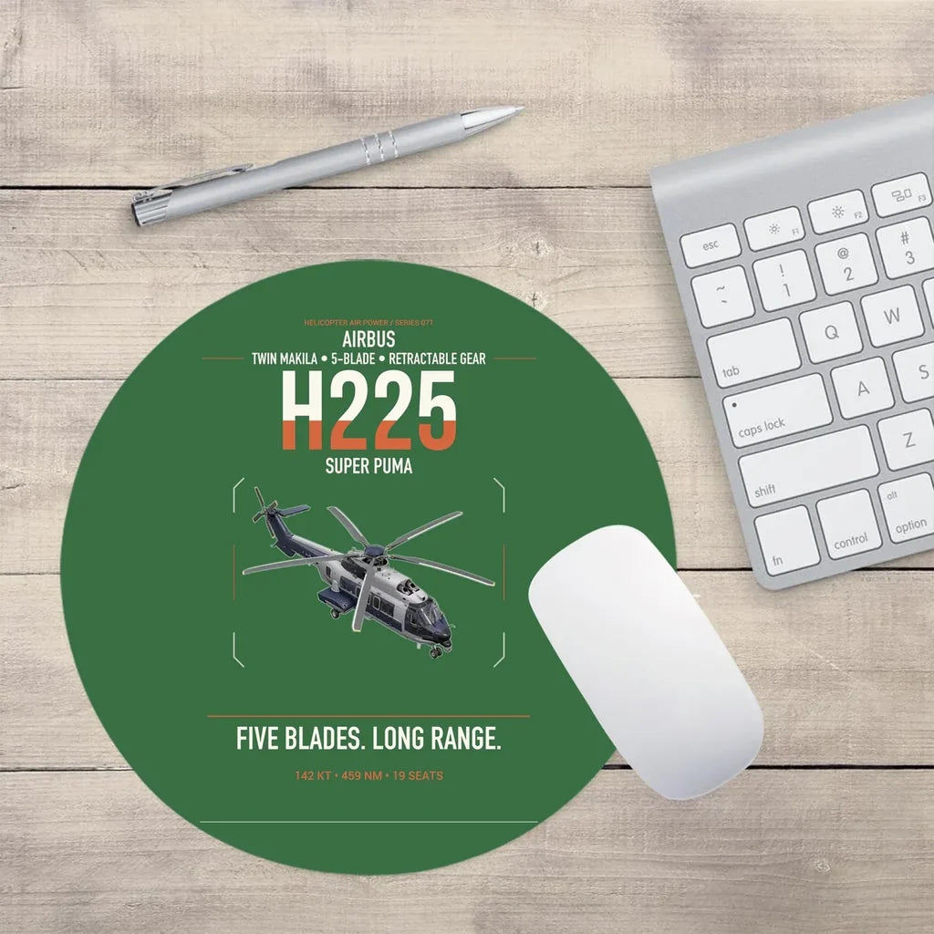 Airbus H225 design on green round mouse pad