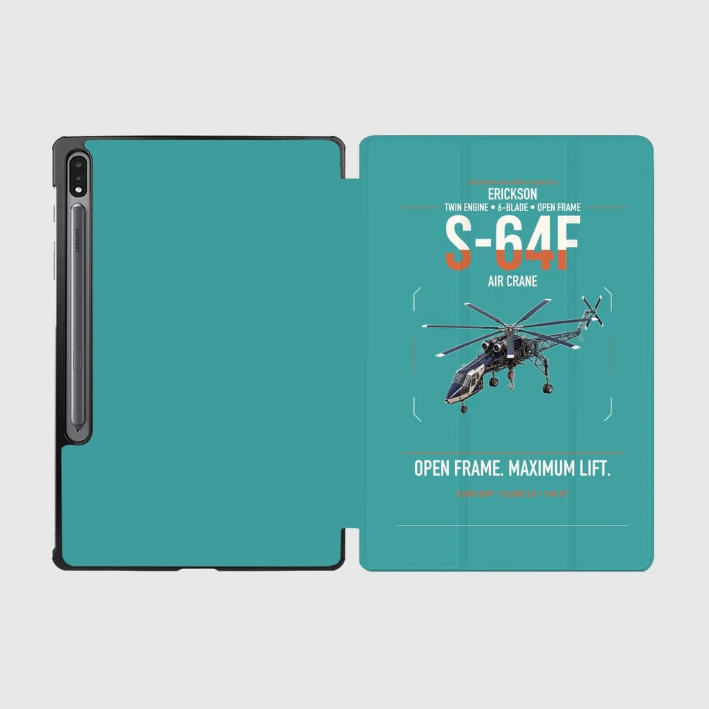 Erickson S-64F Air Crane design on turquoise samsung tablet tablet case