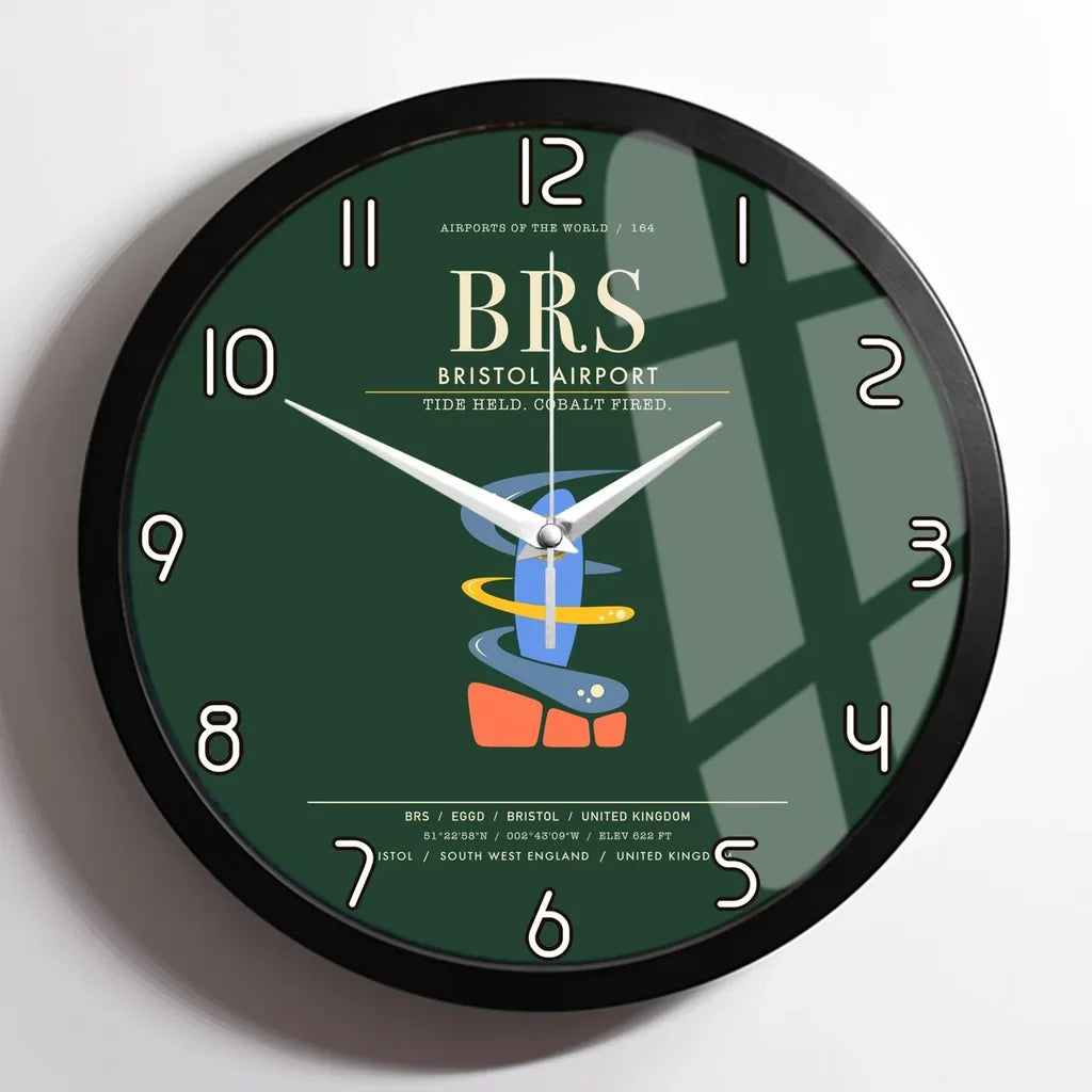Bristol Airport BRS Wall-Clock Framed - Dark Green