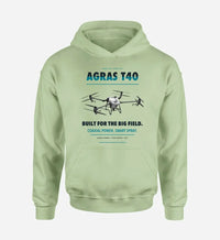 Thumbnail for DJI Agras T40 design on light green hoodie single side