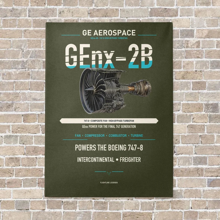GEnx-2B vertical canvas print - no frame - green army background