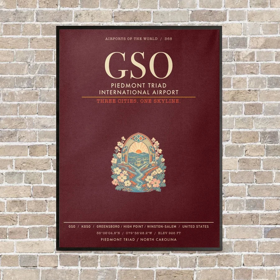 Piedmont Triad International Airport GSO - Canvas Framed - Dark Red