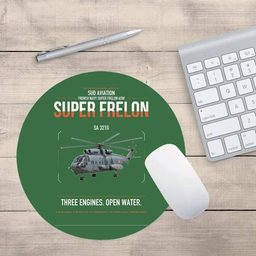 Sud Aviation SA 321G Super Frelon design on green round mouse pad