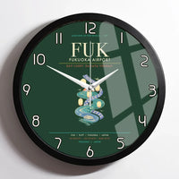 Thumbnail for Fukuoka Airport FUK - Hakata Lantern Bay Weave Wall-Clock Framed - Dark Green