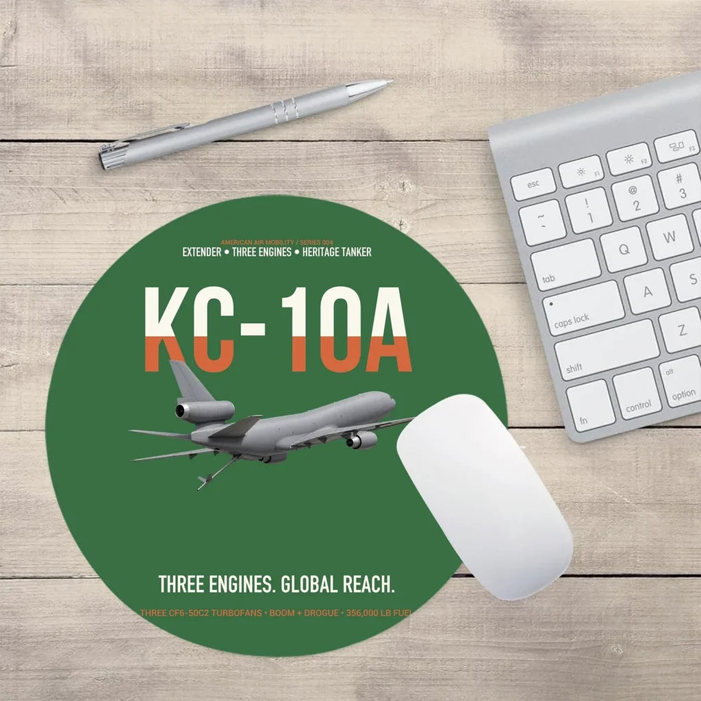 KC-10A EXTENDER design on green round mouse pad