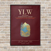 Thumbnail for Kelowna International Airport YLW - Canvas Framed - Dark Red