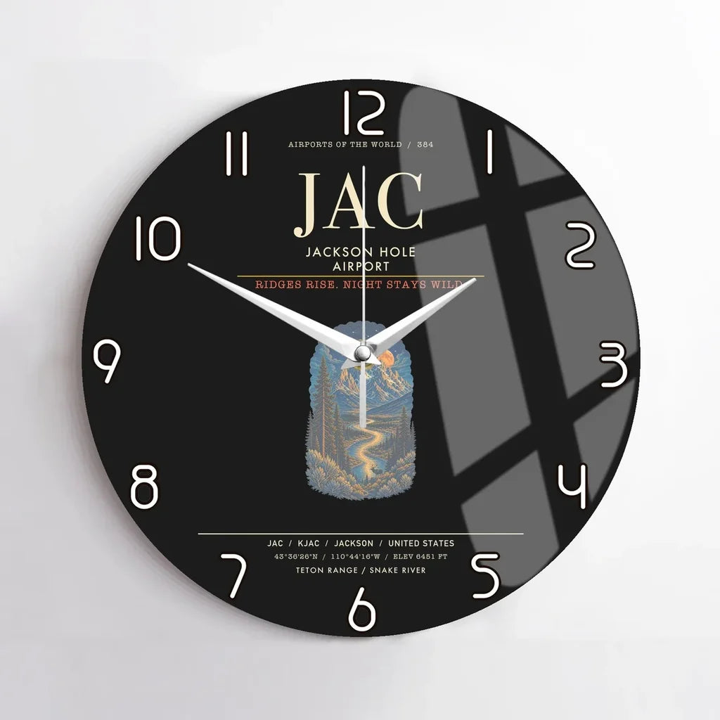 Jackson Hole Airport JAC Wall-Clock No-Frame - Black