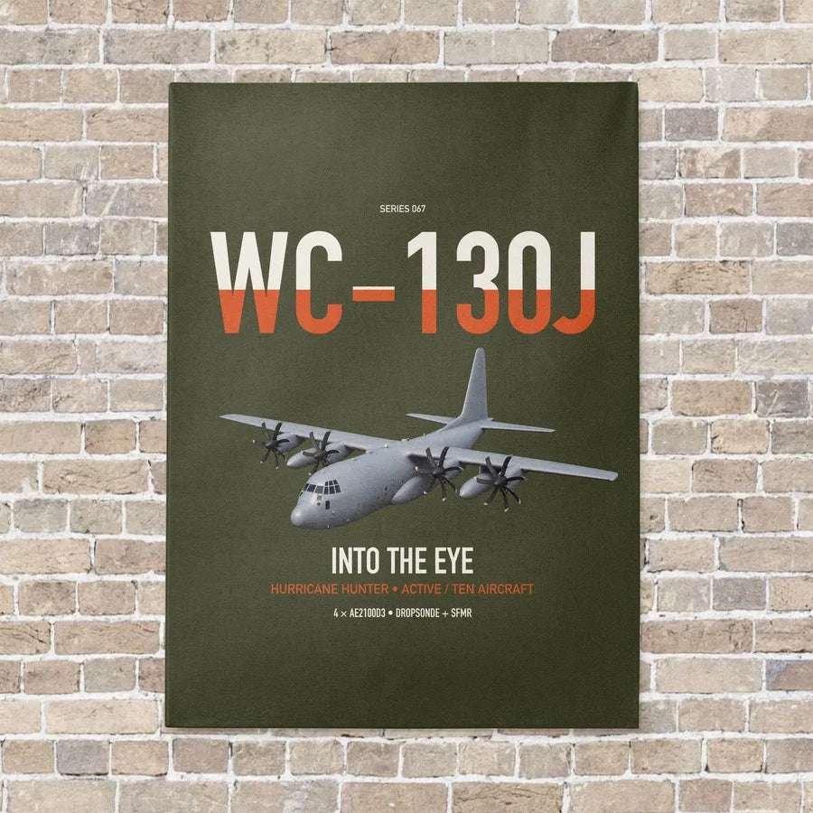 WC-130J Hurricane Hunter vertical canvas print - no frame - green army background