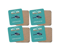 Thumbnail for Bell 505 design on turquoise 4 pieces set coaster