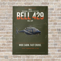 Thumbnail for Bell 429 vertical canvas print - no frame - green army background