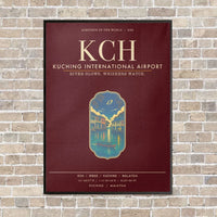 Thumbnail for Kuching International Airport KCH - Canvas Framed - Dark Red