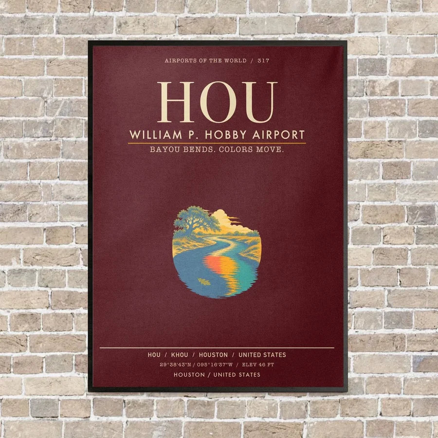 William P. Hobby Airport HOU - Canvas Framed - Dark Red