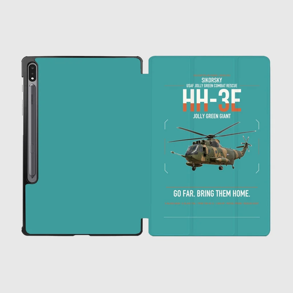 Sikorsky HH-3E Jolly Green Giant design on turquoise samsung tablet tablet case