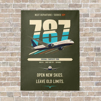 Thumbnail for Boeing 787-8 Dreamliner vertical canvas print - no frame - green army background