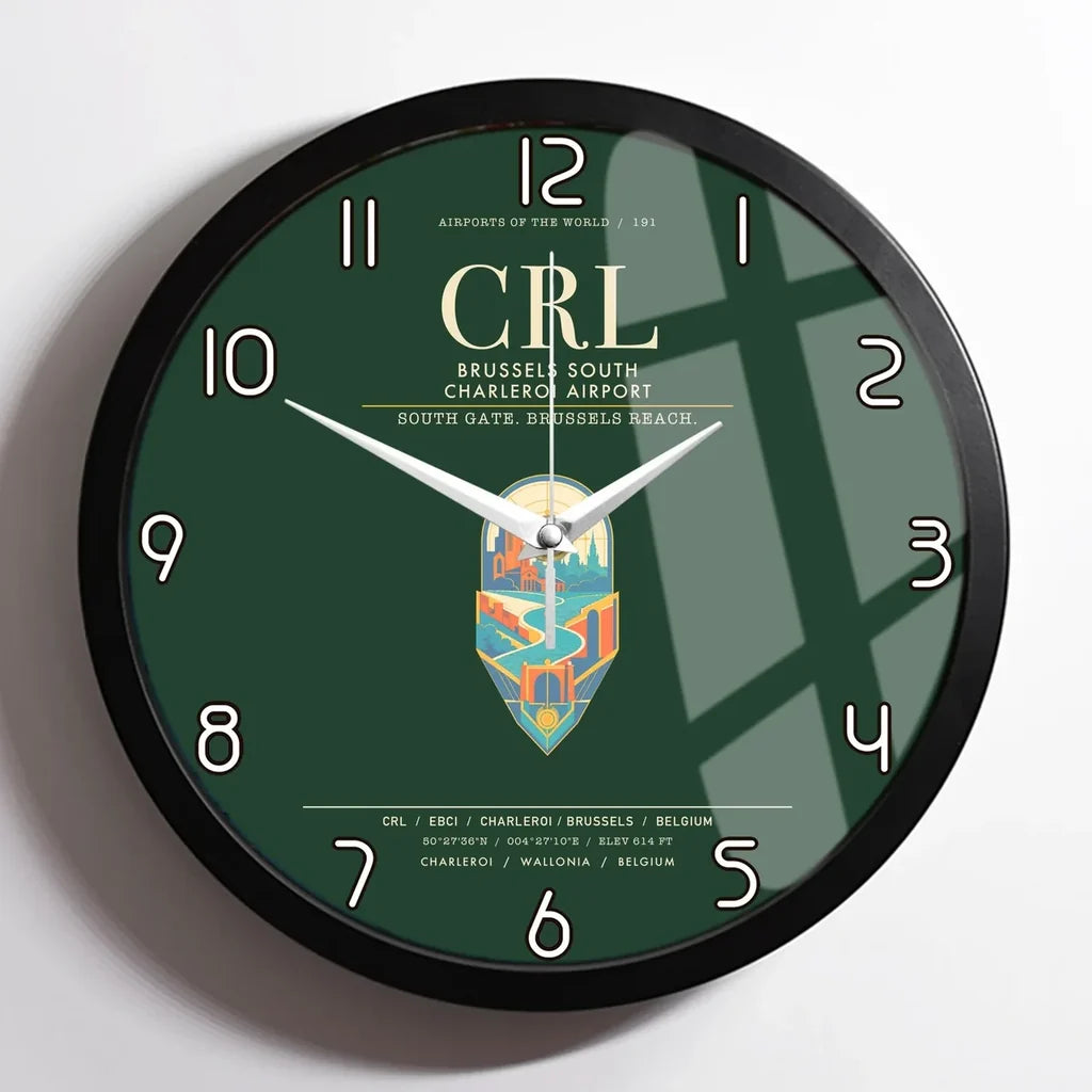 Brussels South Charleroi Airport CRL Wall-Clock Framed - Dark Green